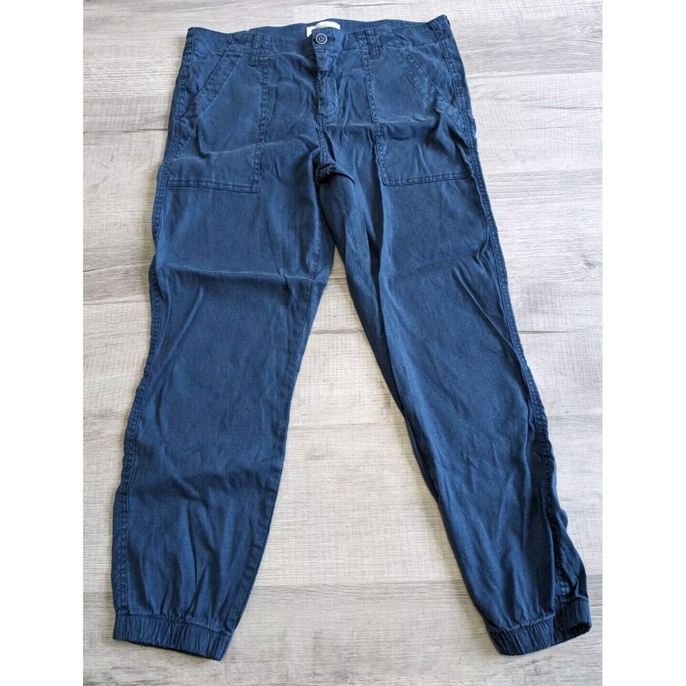 Level 99 Pants Women's Size 31 Izzy Patch Pocket Cuff Navy Blue Joggers